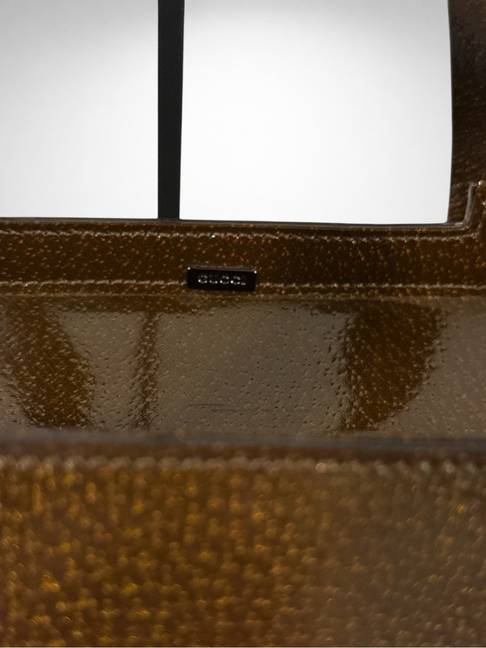 Gucci Authentic Vintage Brown Glossy Patent Leather Tote Hand Shoulder Bag - Picture 5 of 16